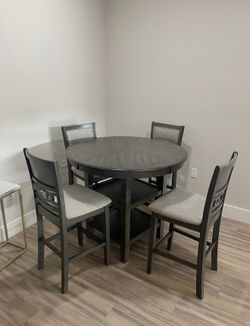 Grey Counter Height Dining Table Set – 4 Chairs