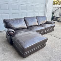 FREE DELIVERY 🚚  Ashley furniture Real Leather brown Couch, sofa sectional recliner