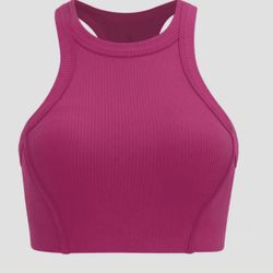 Women's yoga high-intensity support rose red vest with chest pads