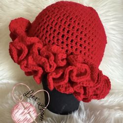 Handmade crotchet Ruffle Hat