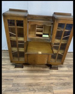 Antique Drop Front Secretary W Bookcase Sides size H 44" L 42" D 12"