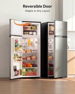 Upstreman 7.7 Cu.Ft. Refrigerator with Freezer Double Door Refrigerator 5 Adjustable Thermostat, Large Capacity, Reversible Door Swing, Refrigerator f