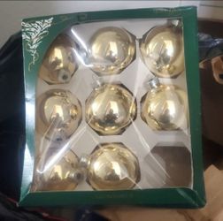 Gold Glass Christmas Ball Ornaments Set