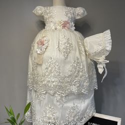 Hermoso Ropon Bautizo Niña 