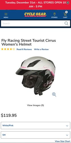 Size Small: Fly Racing Tourist Graphics Helmet (Cirrus White/Pink Md)