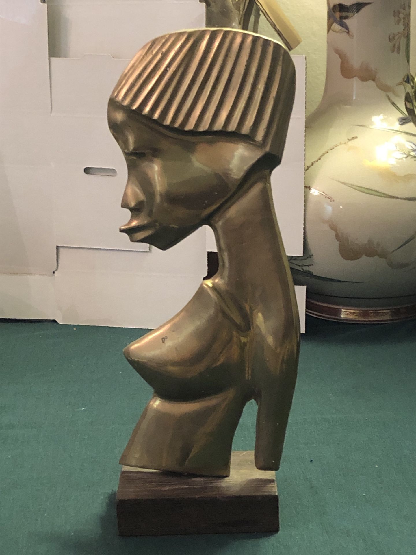 Rare Antique Bust Of An African Women Figure Brass Heavy 