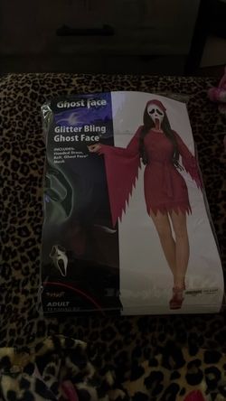 Pink Ghost Face Glitter Bling Halloween Costume