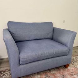 RH Blue Linen Loveseat 