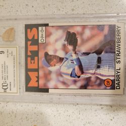 Darryl Strawberry 1986 game used bat graded 9 O-Pee-Chee #80 New York Mets Baseball Card