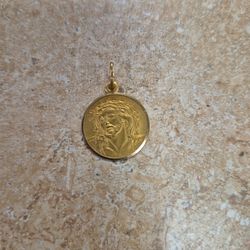 18k Yellow Gold Jesus Crown Of Thorns Pendant 