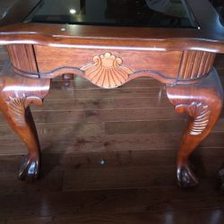 Claw foot Glass Top End table set (2)