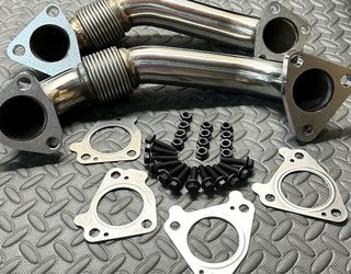 NEW FITS 01-16 GMC CHEVY DURAMAX 6.6L HEAVY DUTY UPGRADE 304SS UP PIPES W/GASKETS