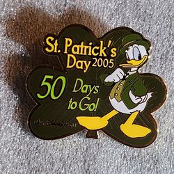 WDW Official Pin Trading St. Patrick's Day 2005 Donald Duck 50 Days to Go DISNEY