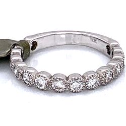 1.08 TCW Round Diamonds Wedding Anniversary Ring Band In Solid 14k White Gold