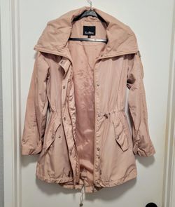 Sam Edelman Lightweight Utility Rain Jacket in Light Blush Pink Women's Small
