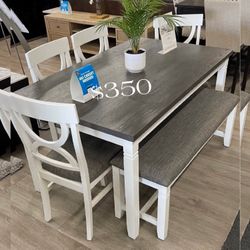 On Sale ‼️6-pc Dining Table Set White & Grey 