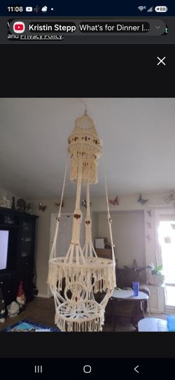 8ft tall crocheted plant holder $30