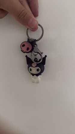 Kuromi Figure Keychain with Skull Charm