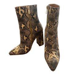 Beige Faux Snake Ankle Boot SIZE 6