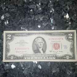 1963 A TWO DOLLAR RED SEAL BANK NOTE