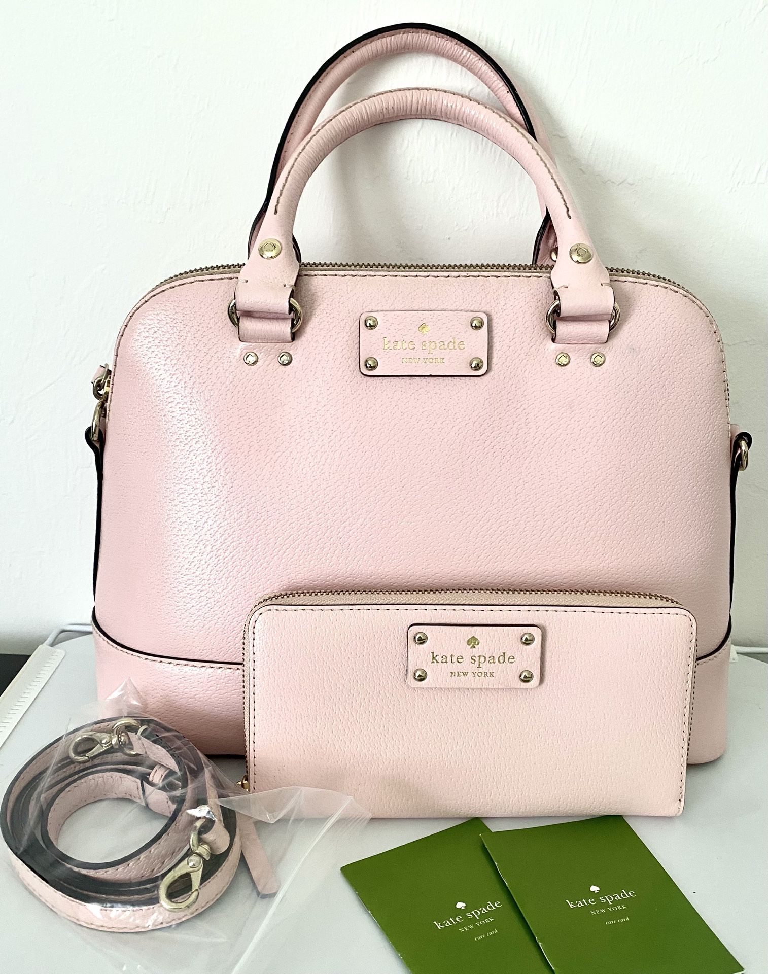 Kate Spade SET BAG + WALLET Zip around Pink New York Grove Street