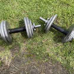 Two spin lock dumbbells with 40 pounds of plates