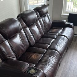 Leather Power Reclining Couch Sofa