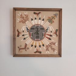 Vintage Native American Sand Art Wall Hanging 
