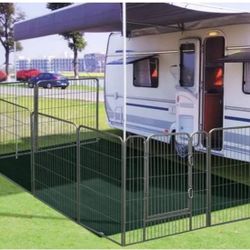 Brand New 32" Tall Heavy Duty X Wide 8 Panel Dog Playpen Portbale 21' Long Pet Fence Shapable Yard RV Gate 20.25' Sq Ft Dog Cage Corral De Mascota