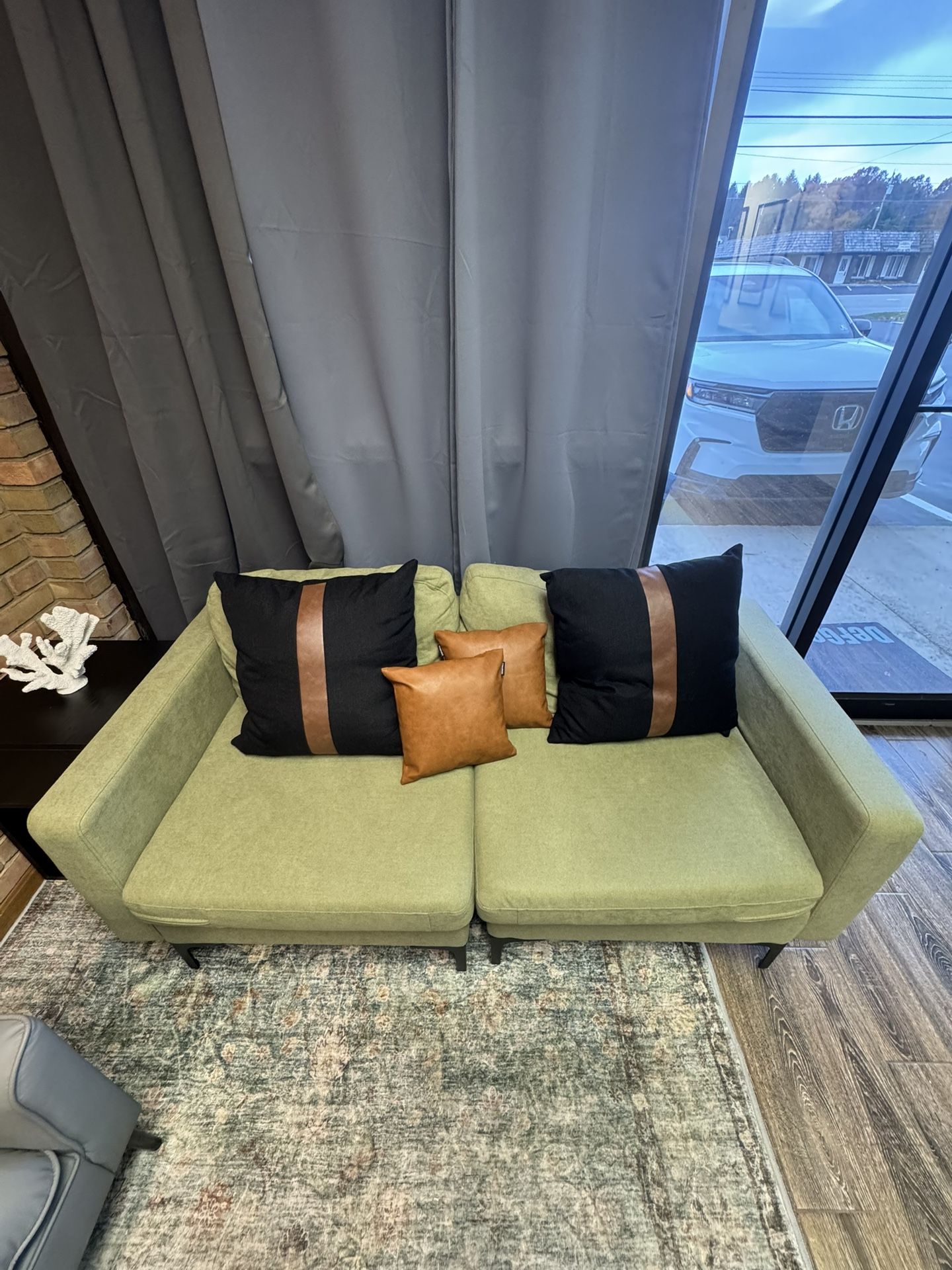 Modern Green Loveseat Sofa – Like New ($300 OBO)