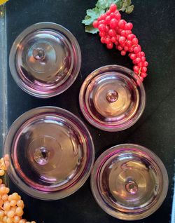 4 Pre-owned Beautiful Vtg Cranberry colored glass covered