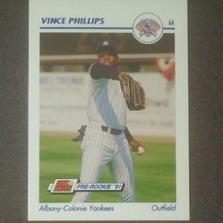 1991 Impel Line-Drive Vince Phillips Albany Colonie Yankees #12 Pre-Rookie AA Eastern League Baseball Card Vintage Collectible Trading Minors 