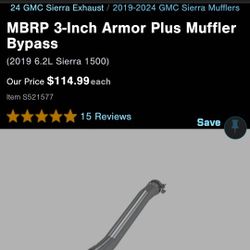 [New] Muffler Delet/Bypass 3" Sierra/Chevy 2019-