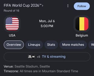 USA VS Belgium Round 16 World Cup (with free food/drinks)