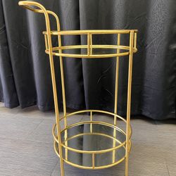 Rolling Metal Side Table With Glass 