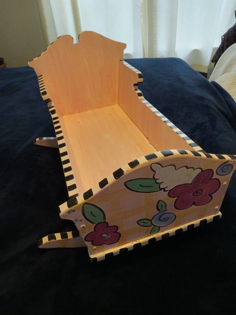 Rare Find Hand painted doll cradle