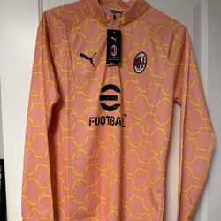 Brand New Size Medium AC Milan Puma 2025/26 Pre-Match dryCell Quarter-Zip Top - Light Orange
