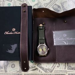 Great Condition! Charles Hutton Watch With Genuine Leather Strap & Carrying Case! 1011684-11