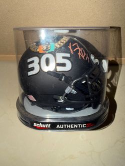 Vince Wilfork Hurricanes Signed Schutt Turnover Chain Alternate Mini Helmet