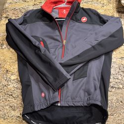Castelli Mortirolo Due Softshell Cycling Jacket Wind Resistant Gray/Black Sz 2XL