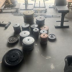 Weights, bench, Rack, Bars For Lifting