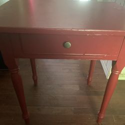 Red Small Wood Desk With One Drawer 