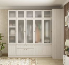 Fufu & Gaga Modern White Corner Storage Cabinet with Frosted Glass Doors & Drawer with Top Shelves