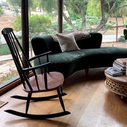 DANISH ILMARI TAPIOVAARA Teak & BLACK SPINDLE ROCKER ROCKING CHAIR  MID CENTURY MODERN VINTAGE