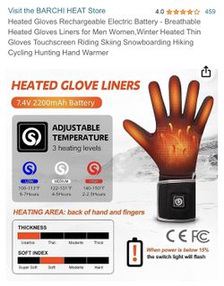 BARCHI HEAT Rechargeable Heated Gloves - 3-Temp Electric Hand Warmers For Winter Sports