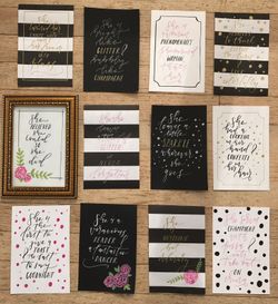 Set of 12 4x6 framed Kate Spade quotes