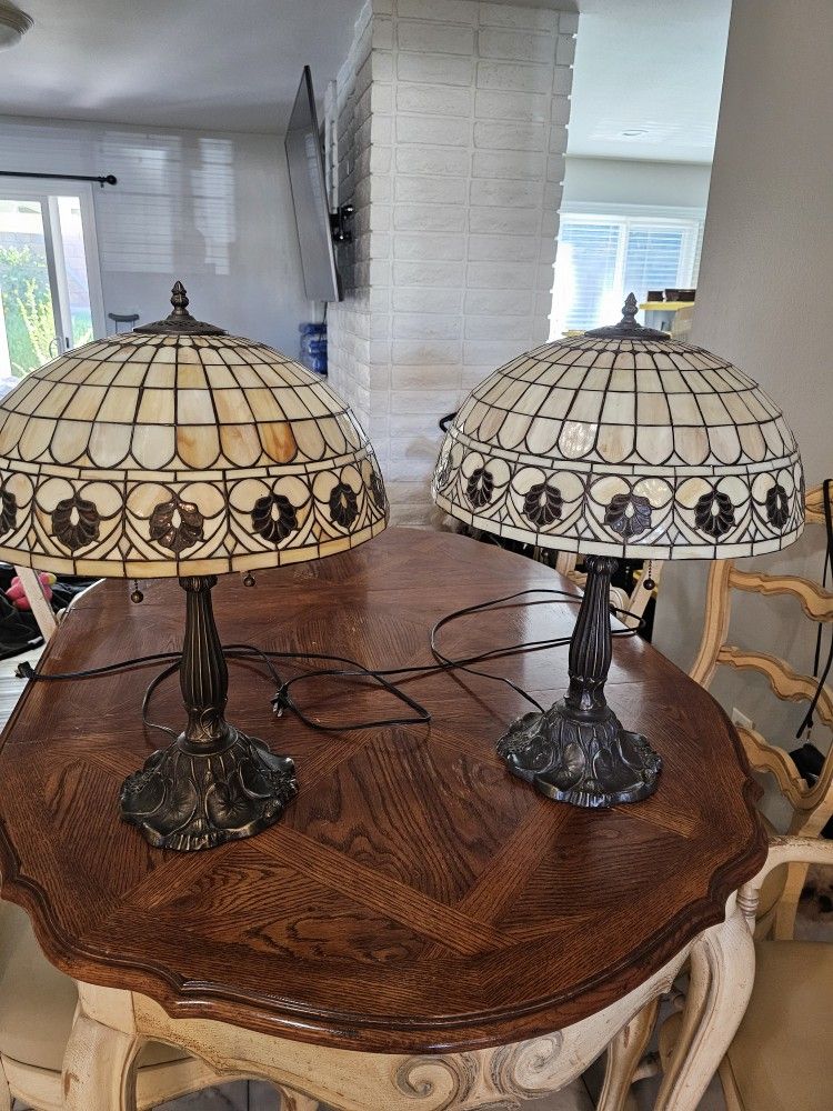 Brass Stain Glass Tiffany Lamps