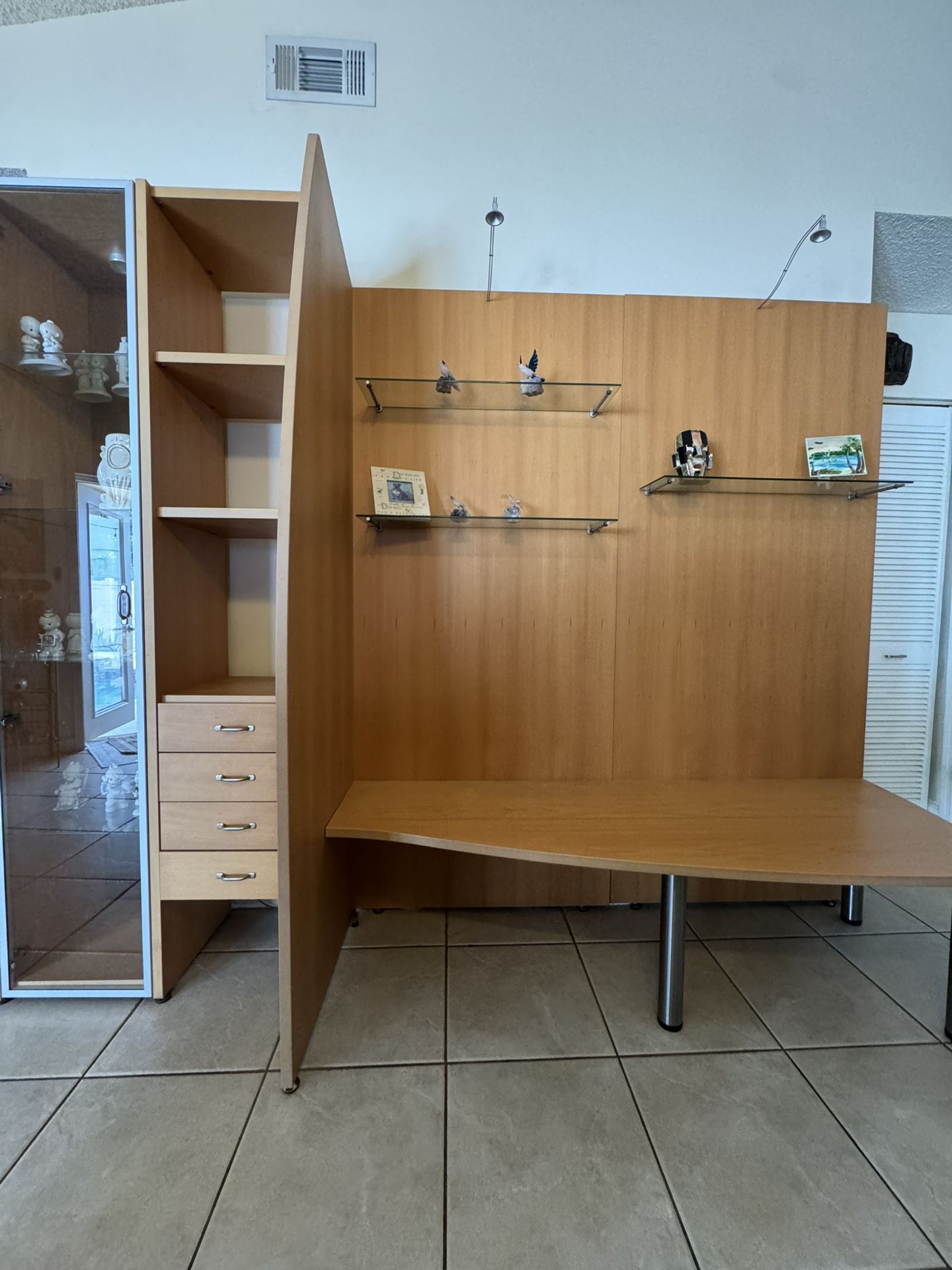 Contemporary Maple Display + Storage Wall Unit