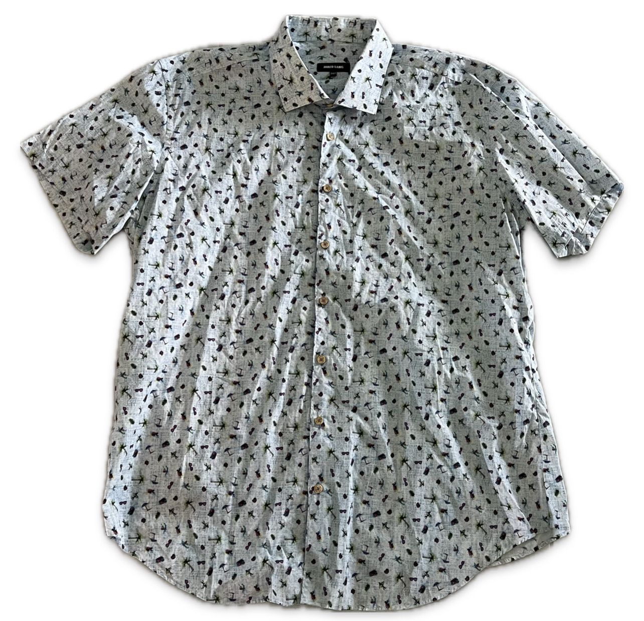 Jared Lang Shirt Size 2XLT Multi Color Floral Hawaiian Short Sleeve Button Up 