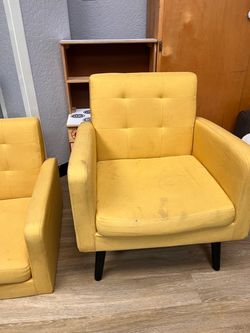 Yaheetech Mid Century Accent Chairs Set of 2 Living Room Chairs Yellow